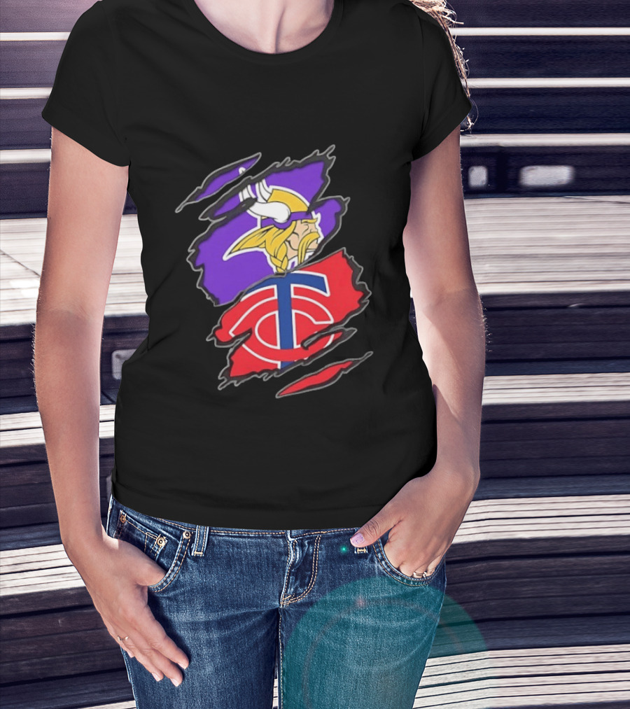 Minnesota Vikings Minnesota Twins Two Teams One Heart T-Shirt