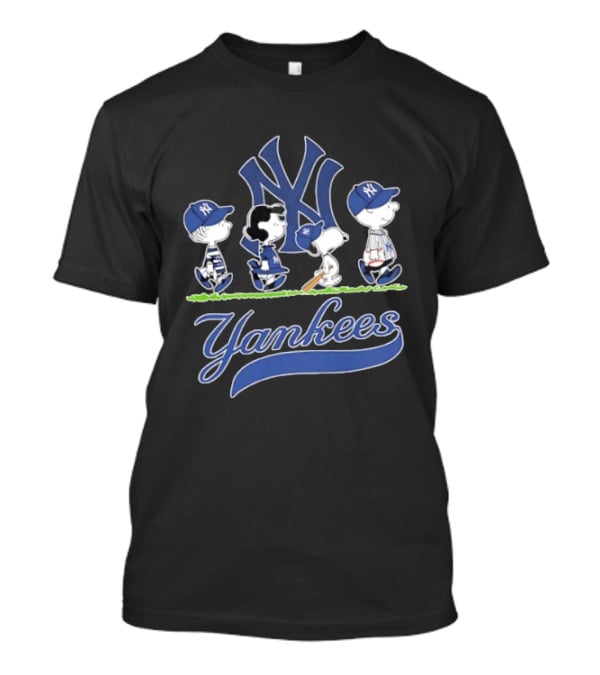 New York Yankees Peanuts Characters Snoopy Charlie Brown Lucy Linus Abbey Road 2026 T-Shirt
