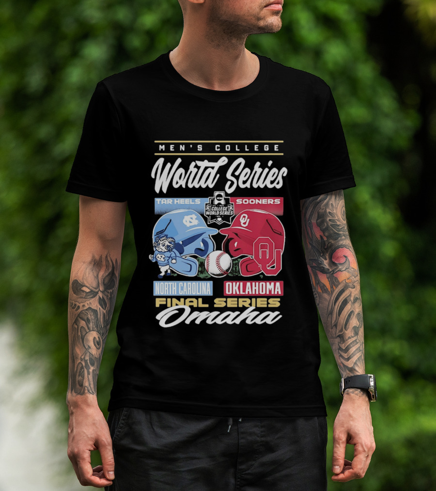 Men's College World Series Tar Heels Sooners North Carolina Oklahoma Final Series Omaha T-Shirt