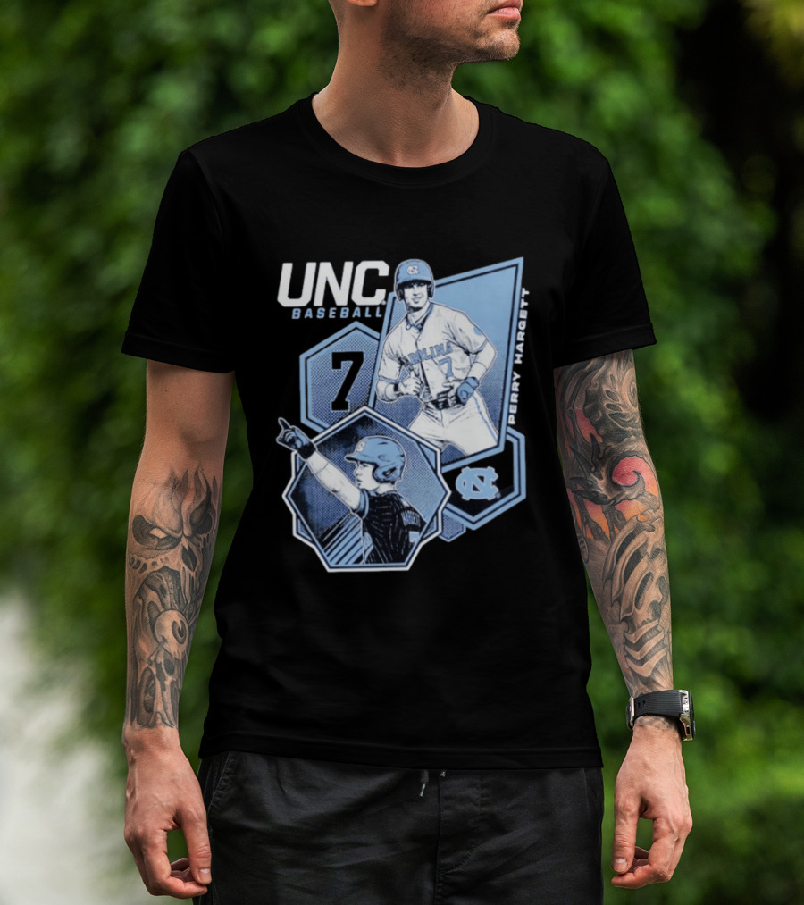 UNC Baseball Perry Hargett 7 North Carolina Collage T-Shirt