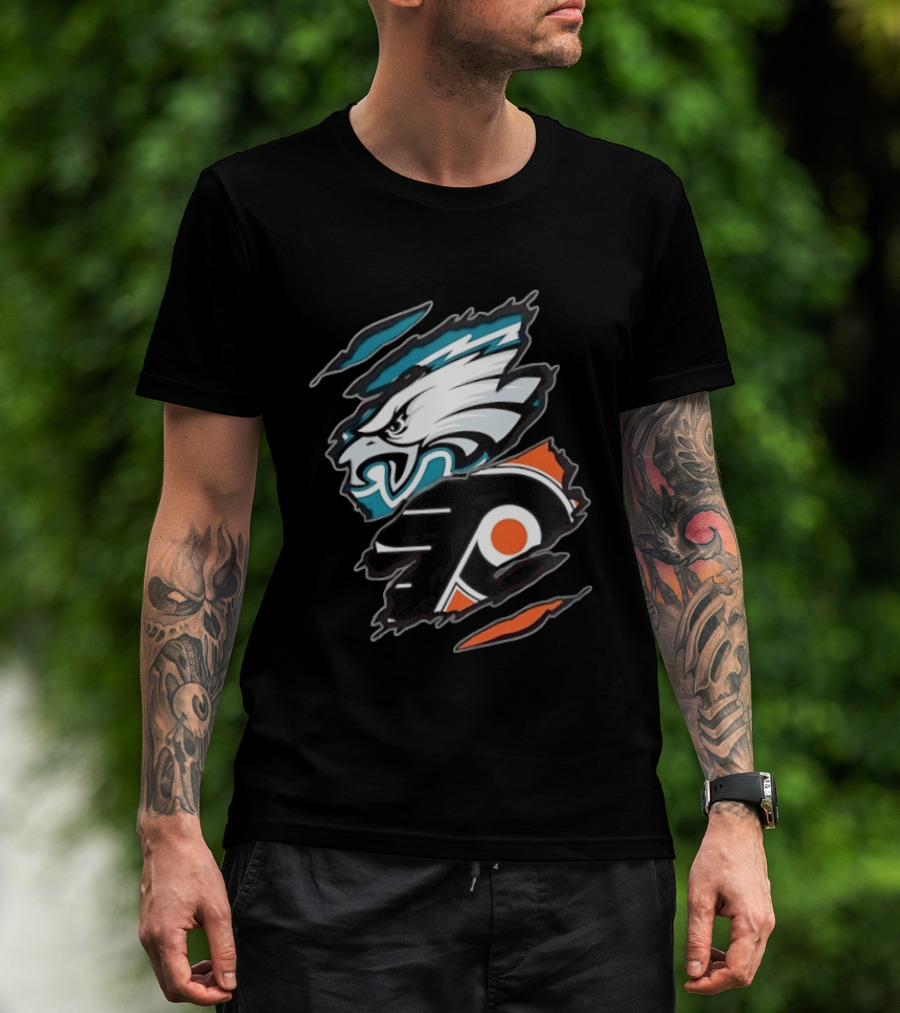 Philadelphia Eagles And Philadelphia Flyers Two Teams One Heart T-Shirt