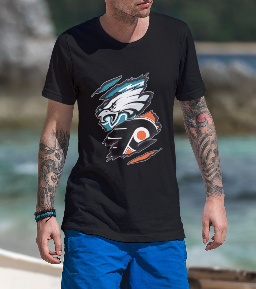 Philadelphia Eagles And Philadelphia Flyers Two Teams One Heart T-Shirt