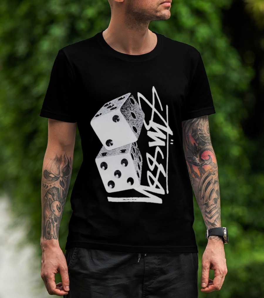 Pla Skateboarding Stussy Dice Stacked Six Side Metal T-Shirt
