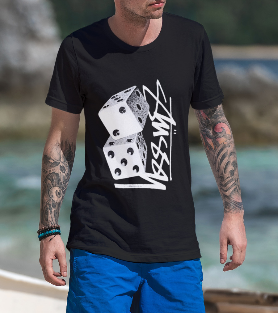 Pla Skateboarding Stussy Dice Stacked Six Side Metal T-Shirt