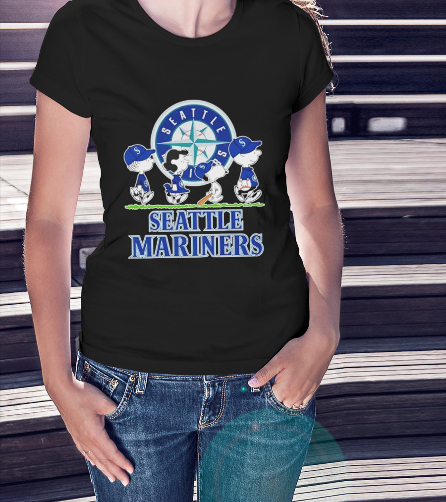 Seattle Mariners Snoopy Charlie Brown Lucy Linus Abbey Road Crossover 2026 T-Shirt