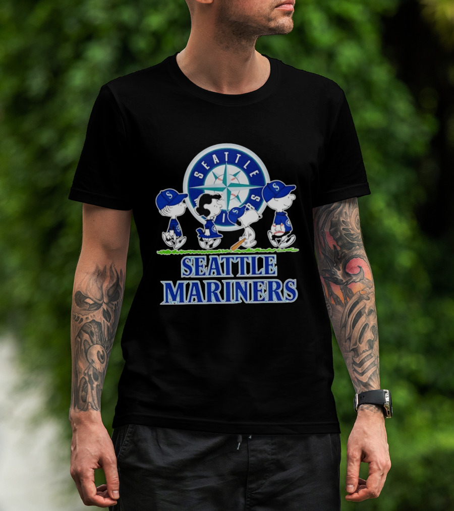 Seattle Mariners Snoopy Charlie Brown Lucy Linus Abbey Road Crossover 2026 T-Shirt