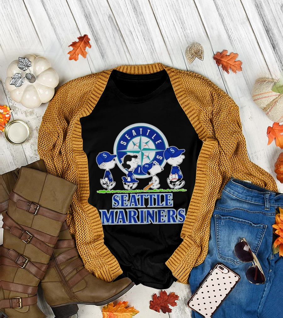 Seattle Mariners Snoopy Charlie Brown Lucy Linus Abbey Road Crossover 2026 T-Shirt