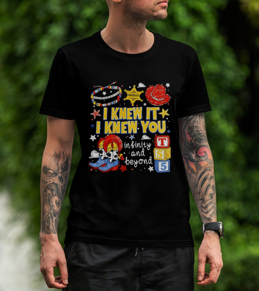 Sheriff Toy Story Cowboy Boots Infinity Blocks Badge I Knew It I Knew You T-Shirt