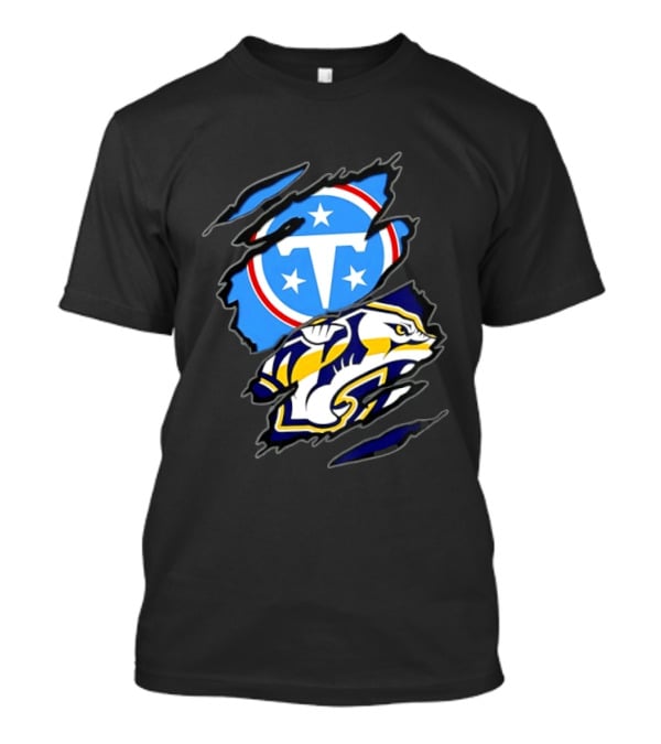 Tennessee Titans Nashville Predators Two Teams One Heart Scratch T-Shirt