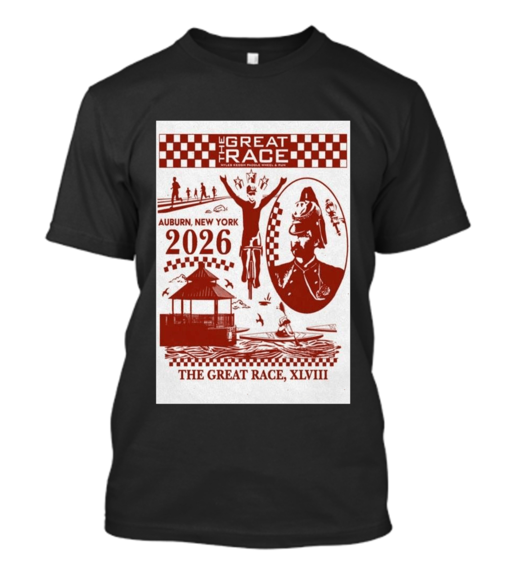 The Great Race Auburn New York 2026 XLVIII Miles Keuka Paddle Wheel Run T-Shirt