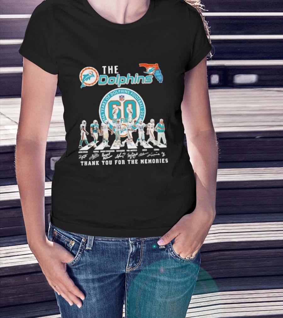 The Dolphins 1966 2026 60 Years Of Dolphins Football Thank You For The Memories NFL T-Shirt
