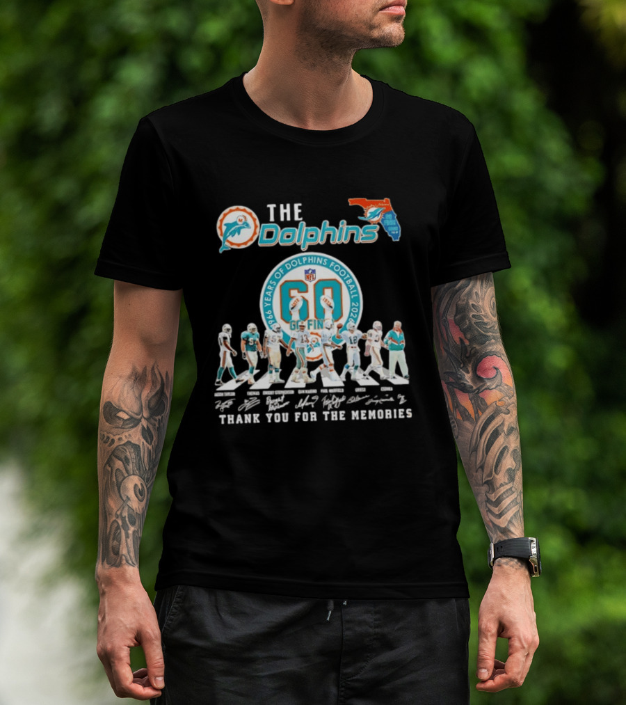 The Dolphins 1966 2026 60 Years Of Dolphins Football Thank You For The Memories NFL T-Shirt