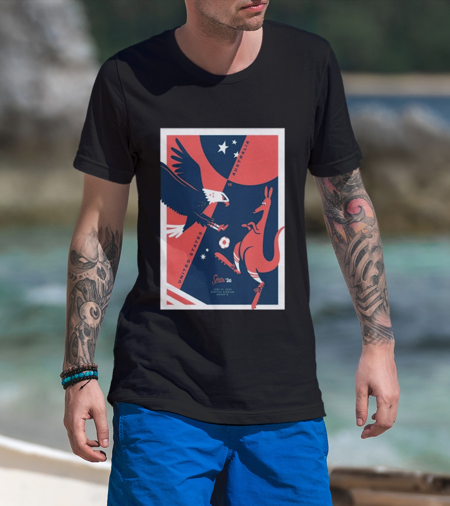 United States Vs Australia June 19 2026 Seattle Stadium Soccer Match T-Shirt