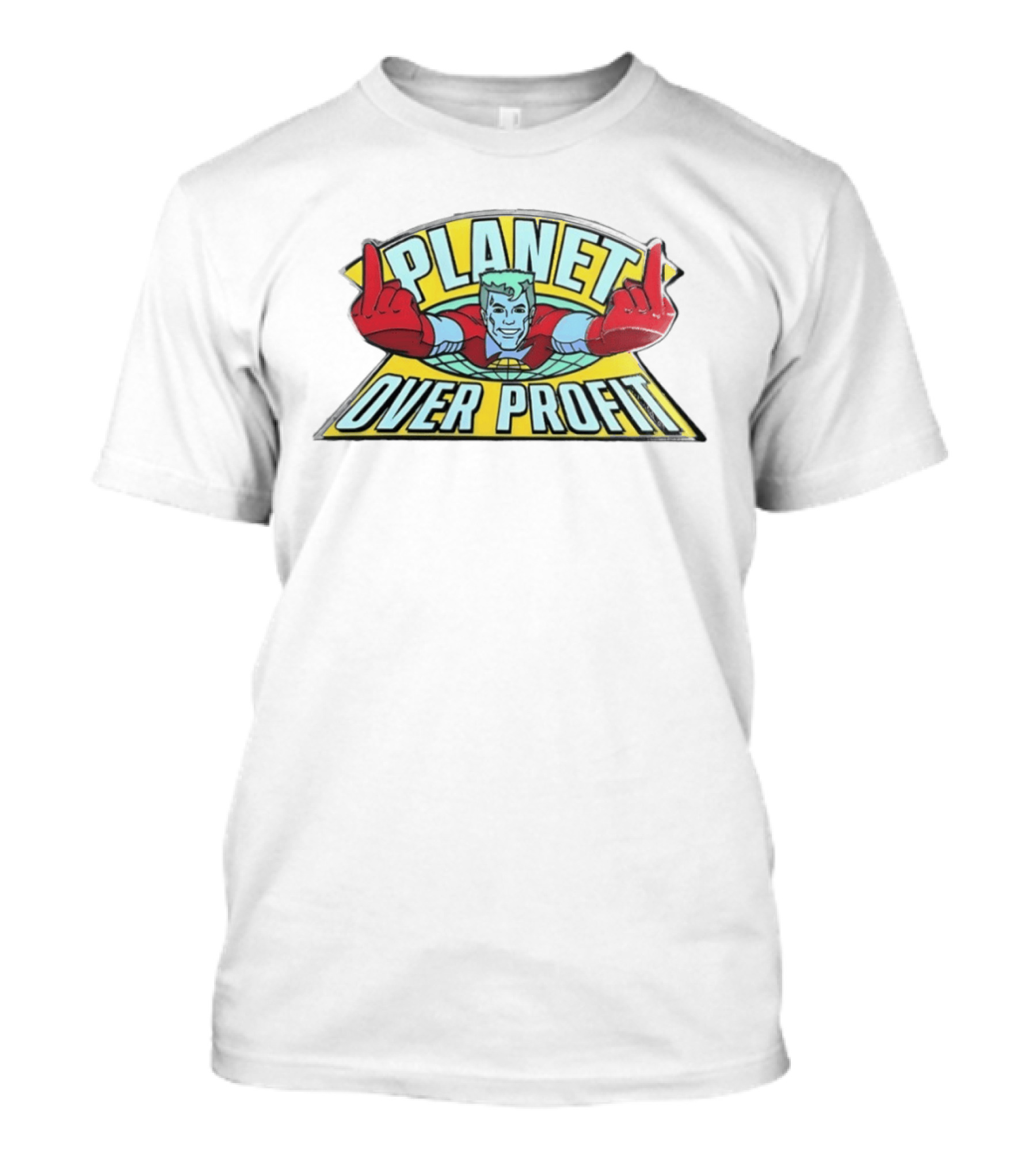 Captain Planet Enamel Pin Planet Over Profit Vintage Cartoon Hero Earth áticos T-Shirt