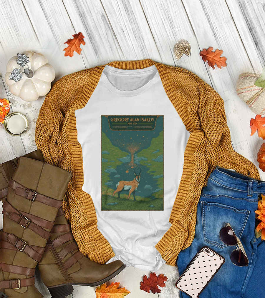 Gregory Alan Isakov June 2026 Tour with Antelope in Lush Mountain Scenery T-Shirt
