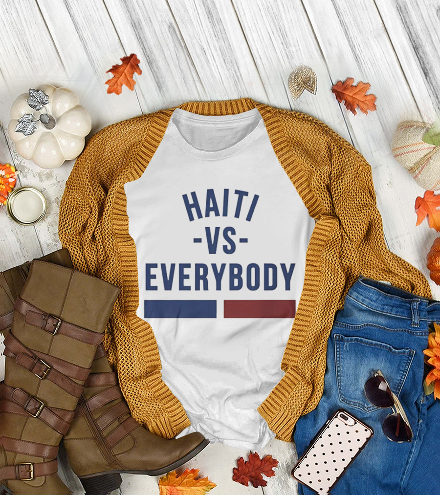 Haiti vs Everybody Haitian Flag Blue Red T-Shirt
