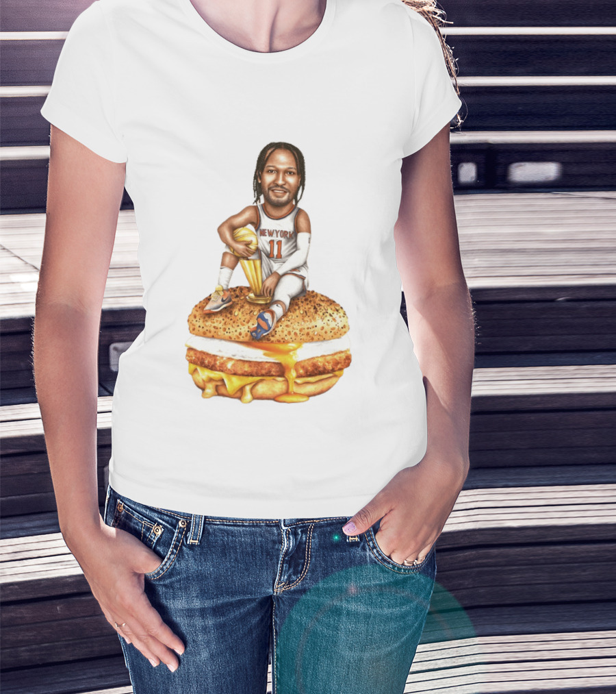 Jalen Brunson New York Knicks Basketball Trophy Egg And Cheese Sandwich T-Shirt