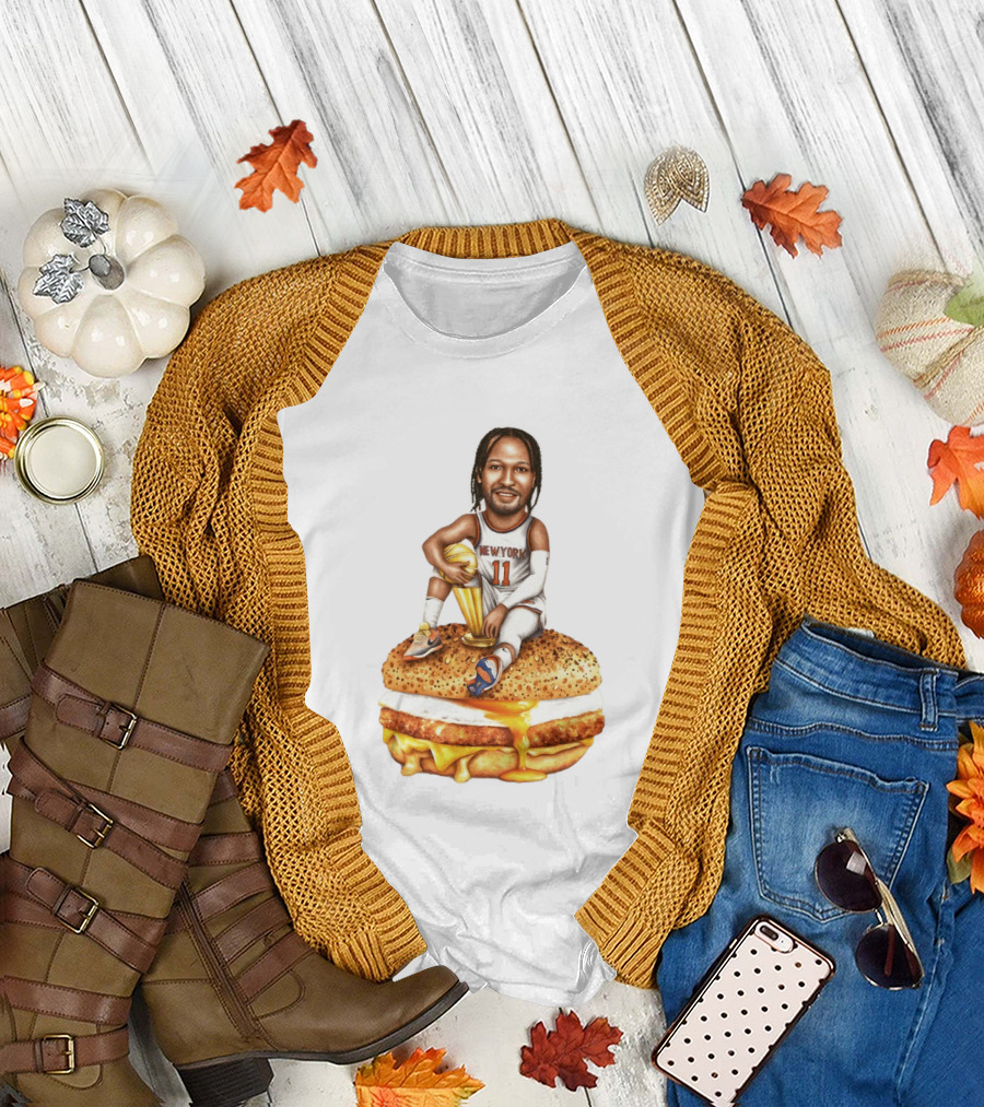Jalen Brunson New York Knicks Basketball Trophy Egg and Cheese Sandwich T-Shirt