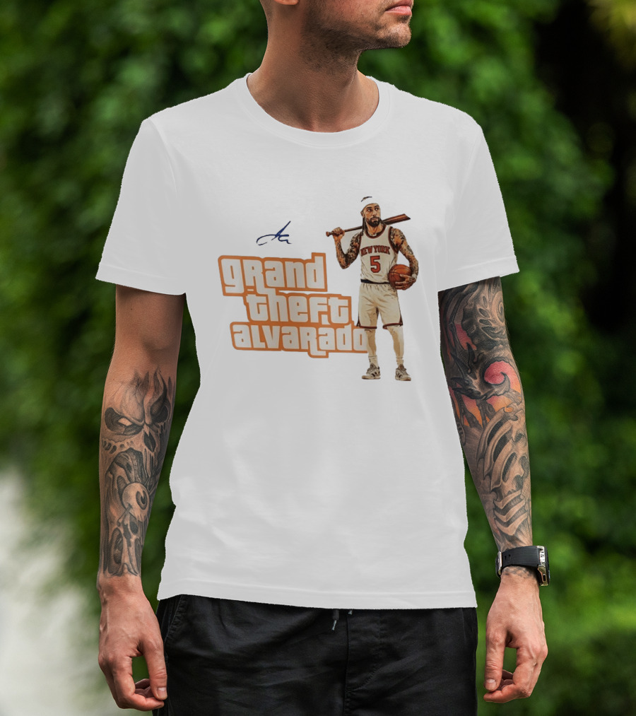 Grand Theft Alvarado New York Knicks Basketball Player T-Shirt