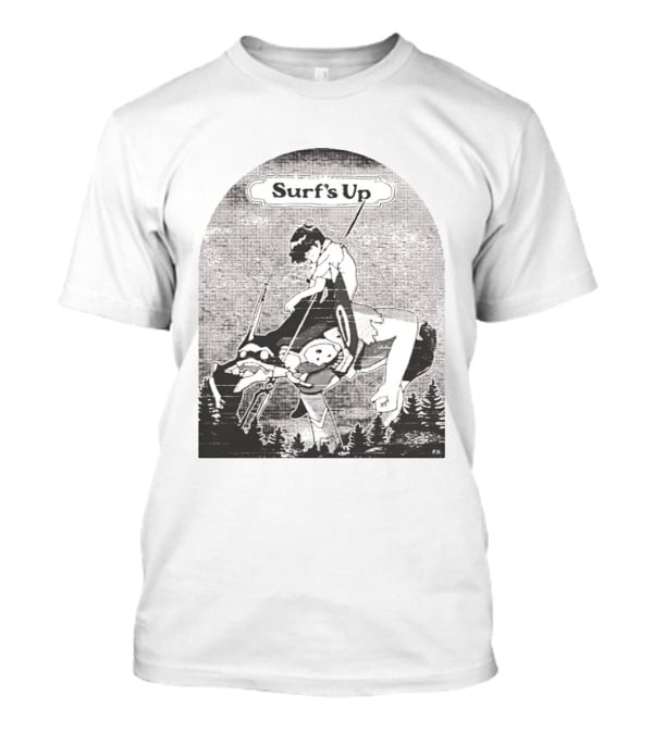 Surf's Up Anime Style Riding Adventure Black And White T-Shirt