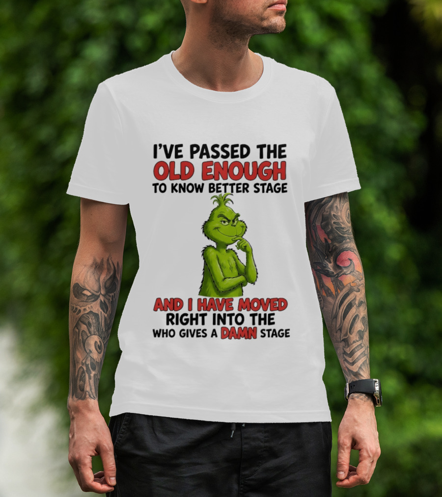 I've Passed The Old Enough To Know Better Stage And I Have Moved Right Into The Who Gives A Damn Stage Grinch T-Shirt