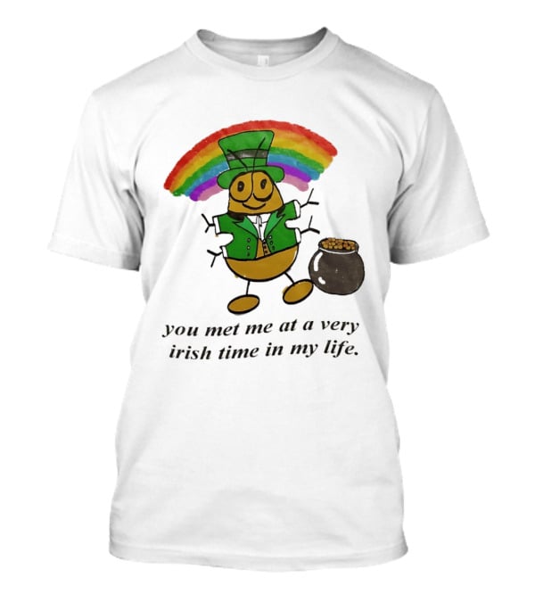 You Met Me At A Very Irish Time In My Life Rainbow Leprechaun Pot Of Gold T-Shirt