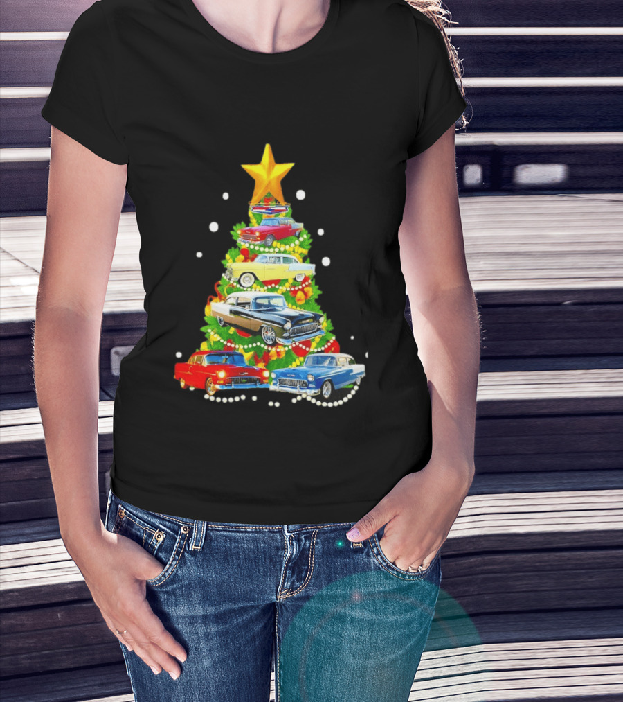 1955 Chevy Christmas Tree Holiday Vintage Car Enthusiasts T-Shirt