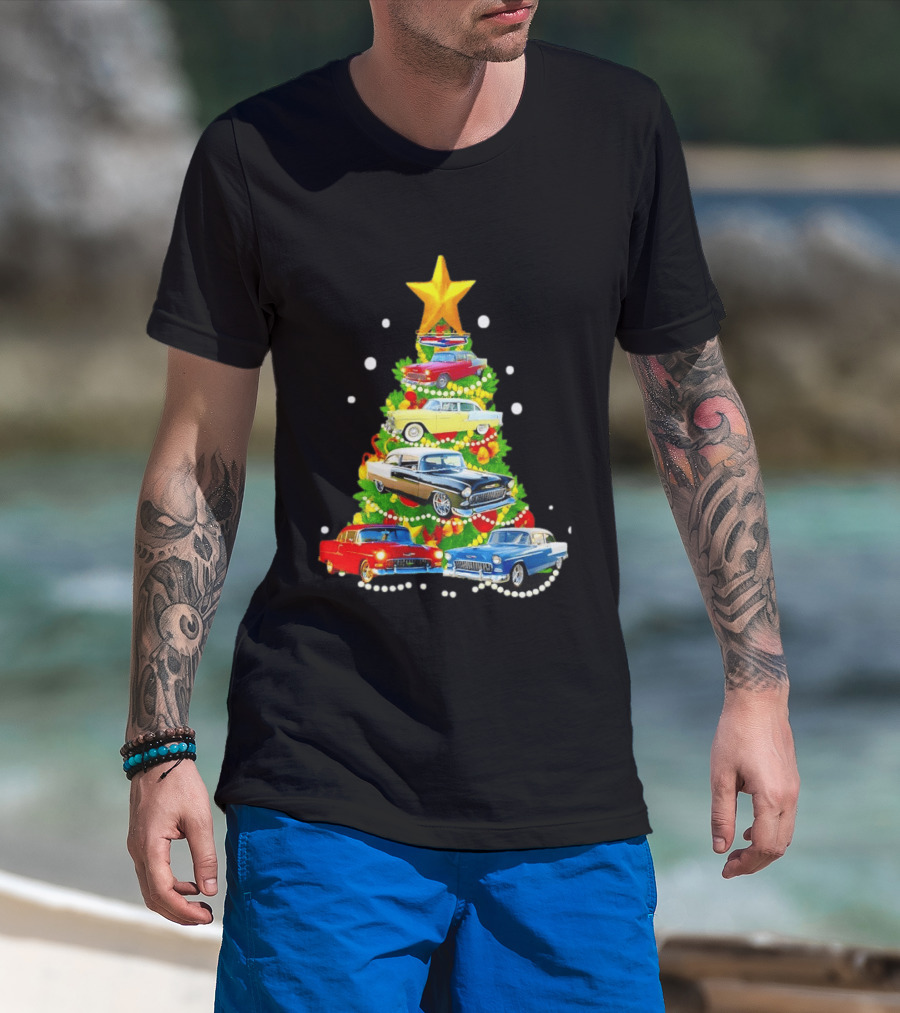 1955 Chevy Christmas Tree Holiday Vintage Car Enthusiasts T-Shirt