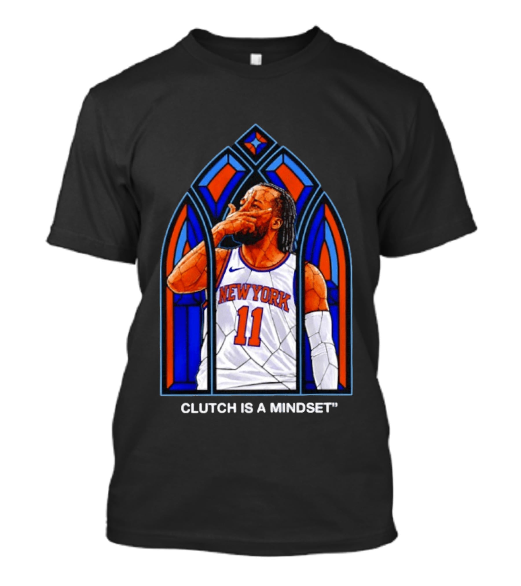 New York Knicks Jalen Brunson Number 11 Clutch Is A Mindset Stained Glass T-Shirt