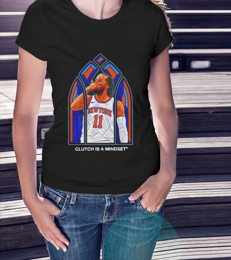 New York Knicks Jalen Brunson Number 11 Clutch Is A Mindset Stained Glass T-Shirt