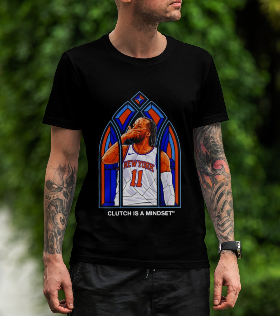 New York Knicks Jalen Brunson Number 11 Clutch Is A Mindset Stained Glass T-Shirt