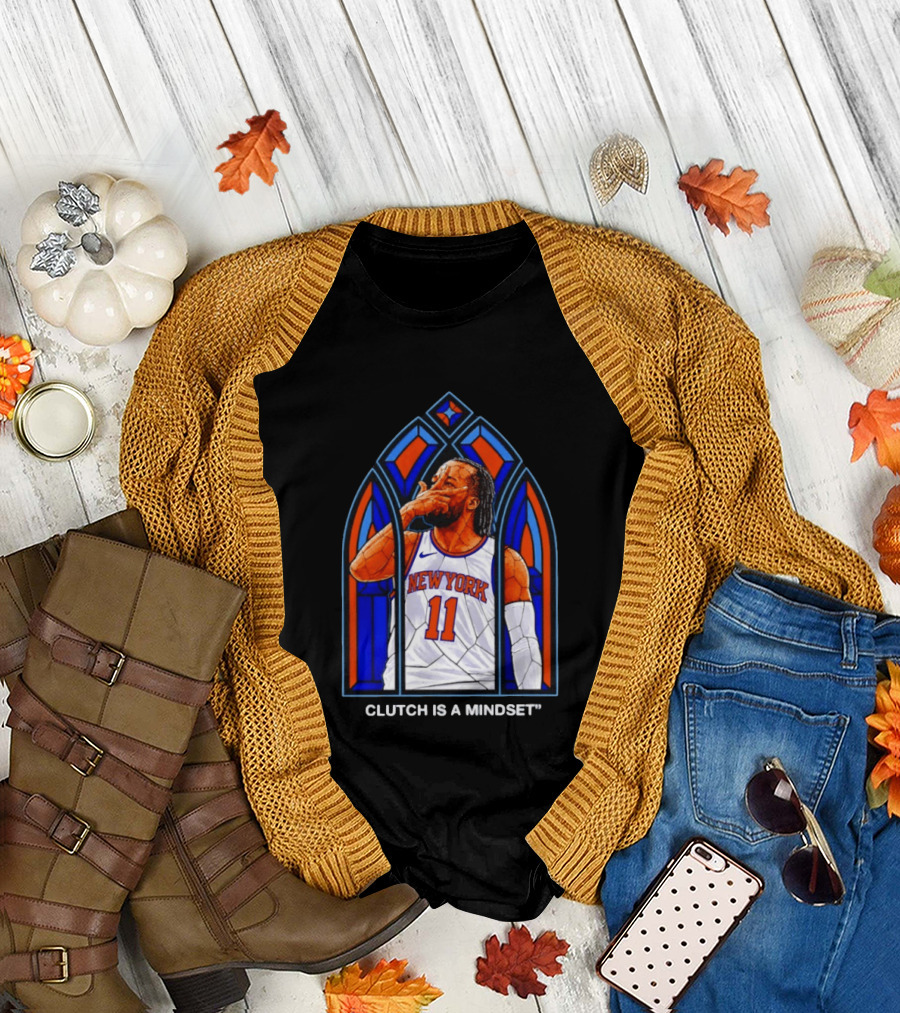 New York Knicks Jalen Brunson Number 11 Clutch Is a Mindset Stained Glass T-Shirt
