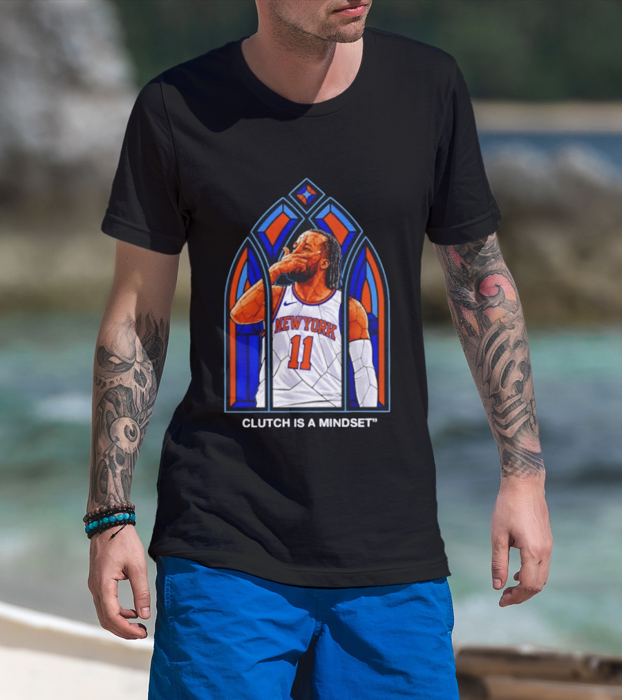 New York Knicks Jalen Brunson Number 11 Clutch Is A Mindset Stained Glass T-Shirt