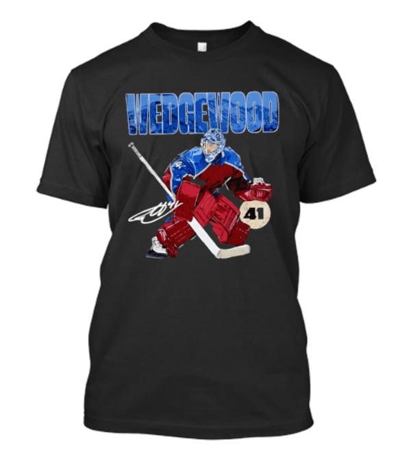 Scott Wedgewood 41 Hockey Goalie Action Colorado Mountains T-Shirt