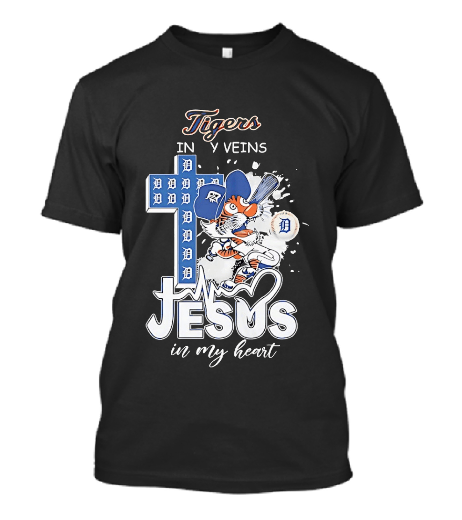 Detroit Tigers In My Veins Jesus In My Heart T-Shirt