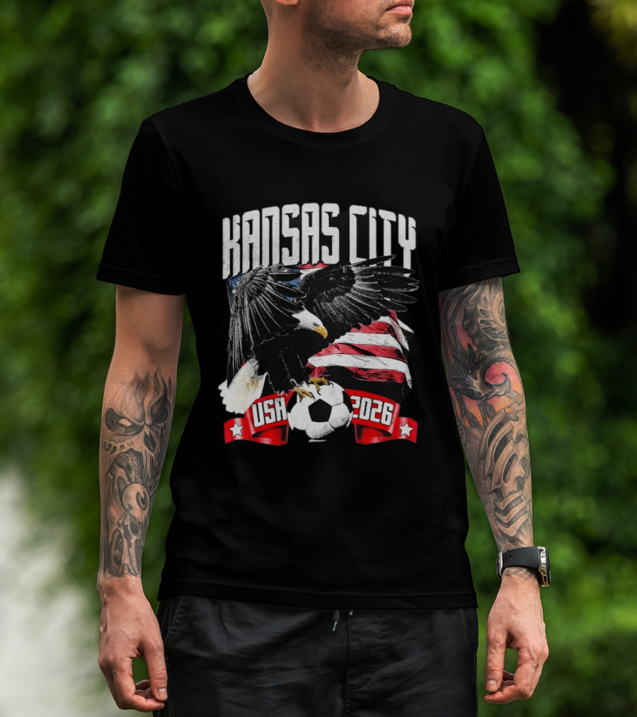 Kansas City USA 2026 Bald Eagle American Flag Soccer Ball T-Shirt