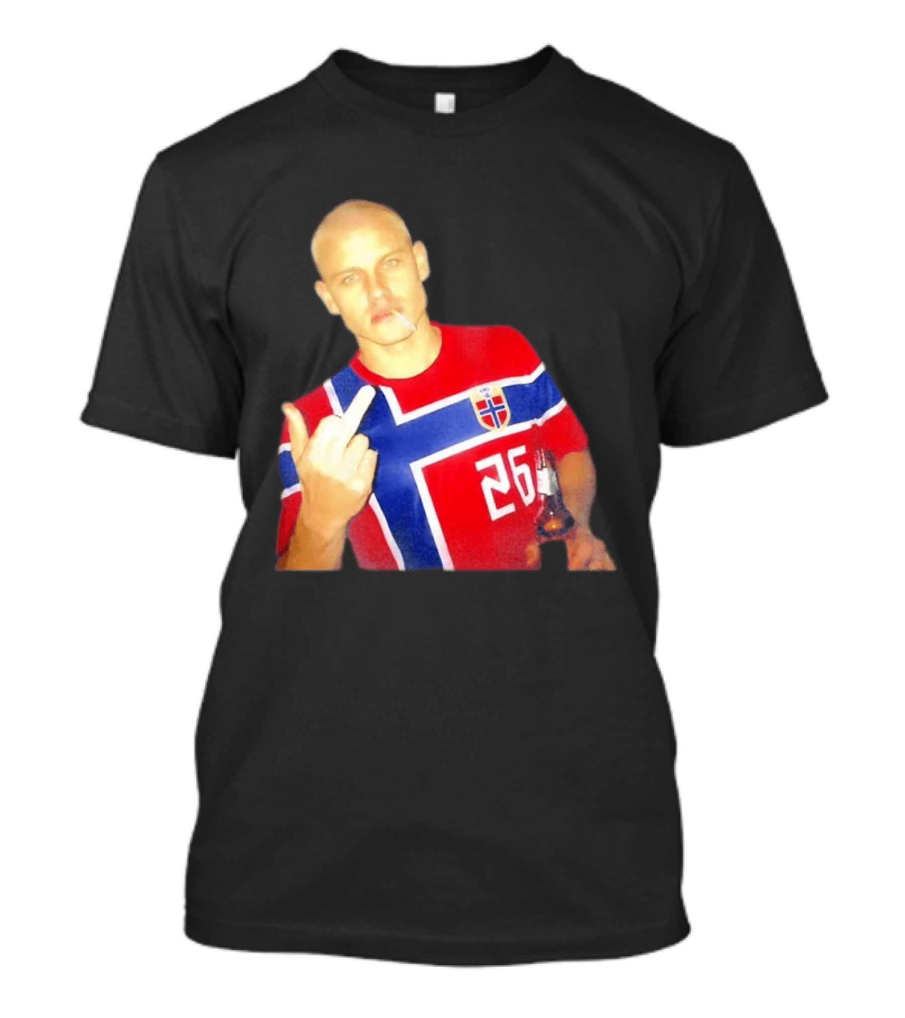 Erling Haaland Norway National Football Team 26 Middle Finger Gesture Jersey T-Shirt