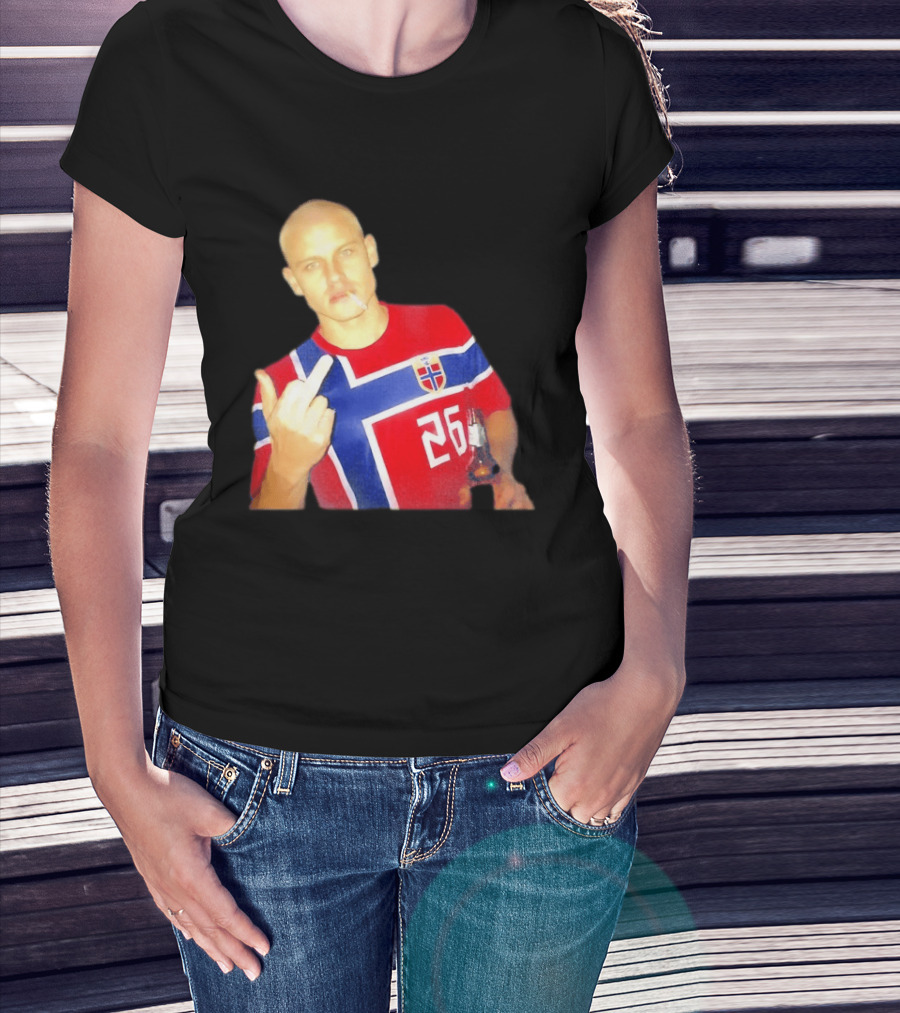 Erling Haaland Norway National Football Team 26 Middle Finger Gesture Jersey T-Shirt