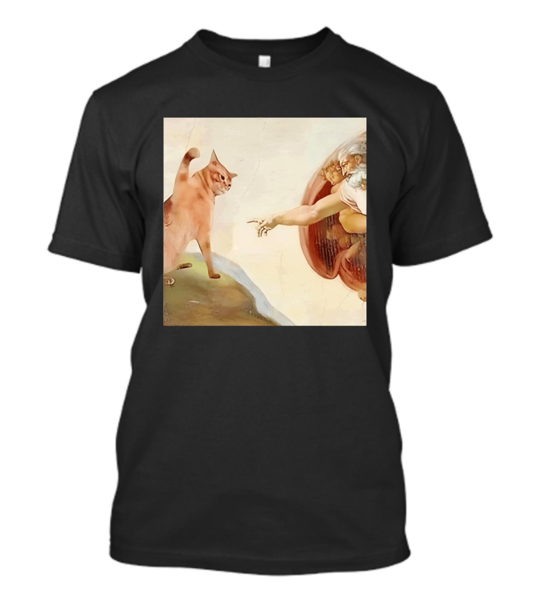 Floppa Meets Creation In Iconic God Touching Fingers Scene T-Shirt