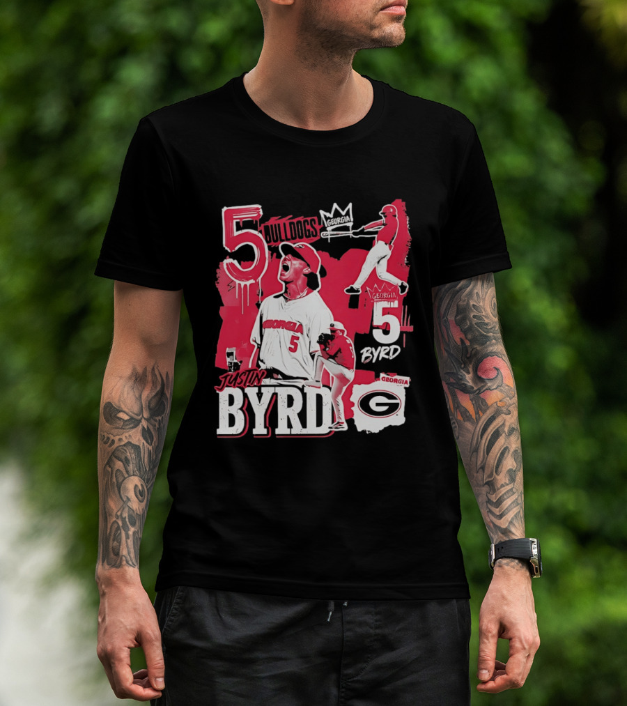 Georgia Bulldogs Justin Byrd 5 Baseball Champion Fan Gear T-Shirt