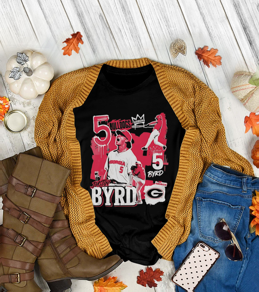Georgia Bulldogs Justin Byrd 5 Baseball Champion Fan Gear T-Shirt