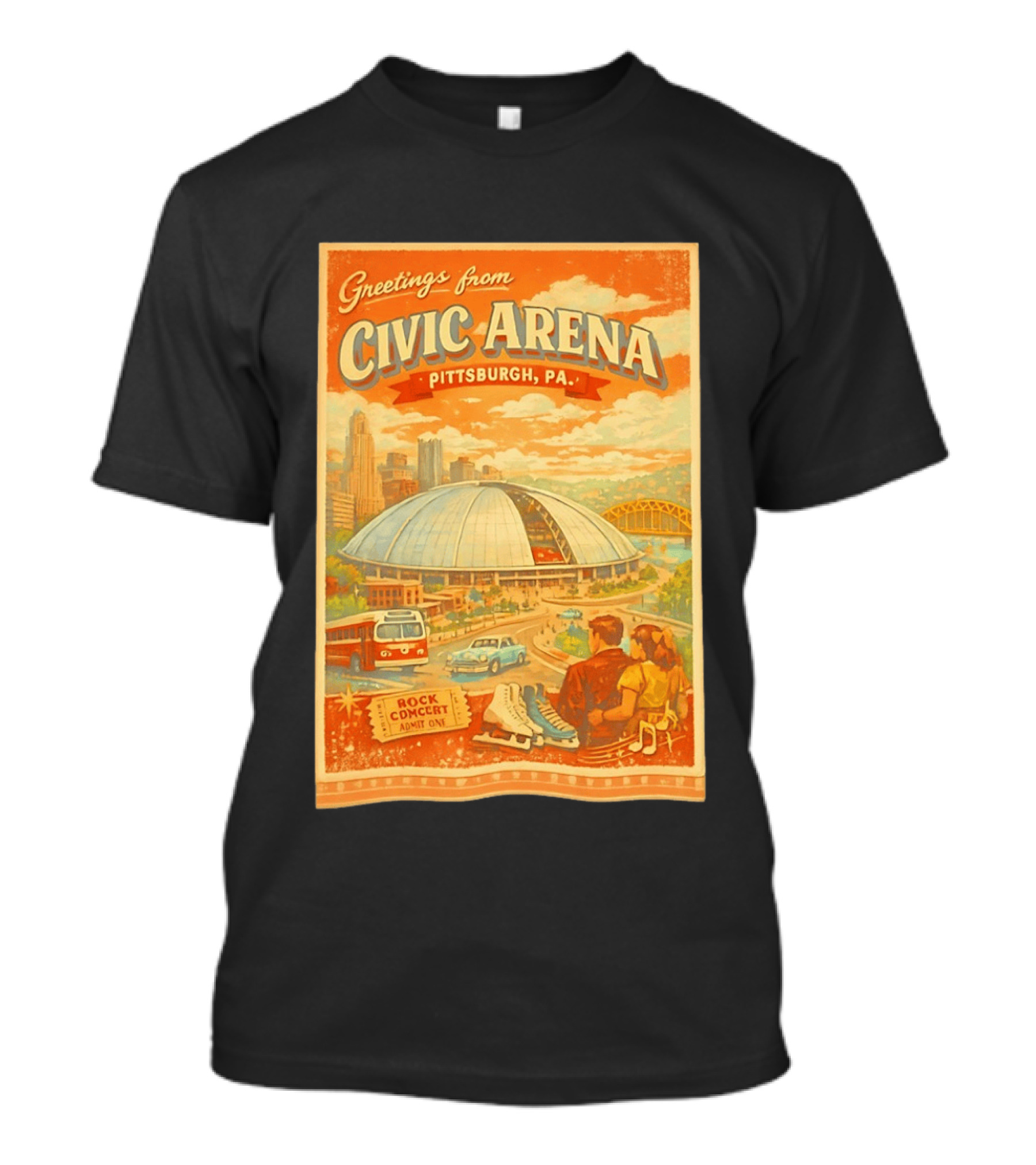 Greetings From Civic Arena Pittsburgh PA Rock Concert Admit One T-Shirt