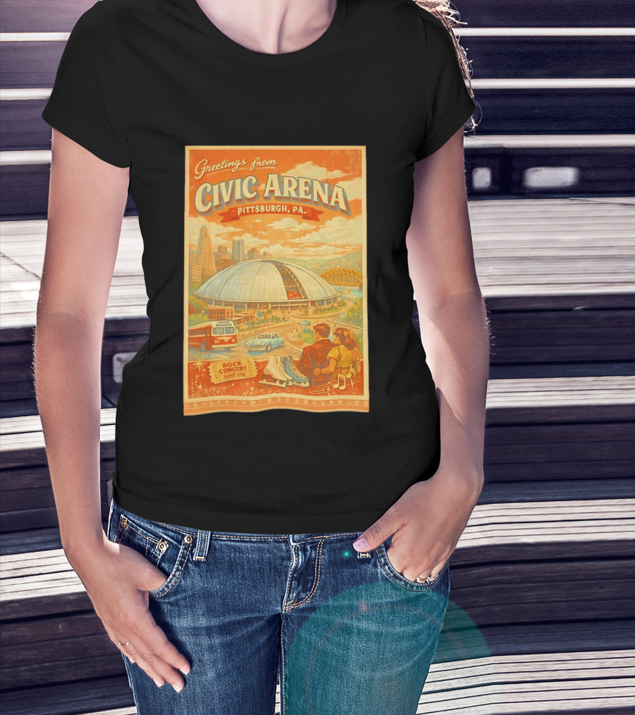 Greetings From Civic Arena Pittsburgh PA Rock Concert Admit One T-Shirt