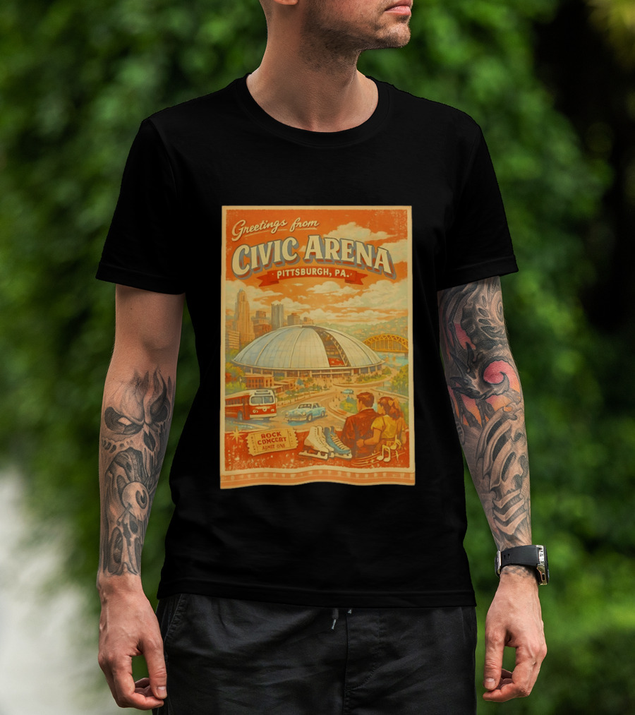 Greetings From Civic Arena Pittsburgh PA Rock Concert Admit One T-Shirt