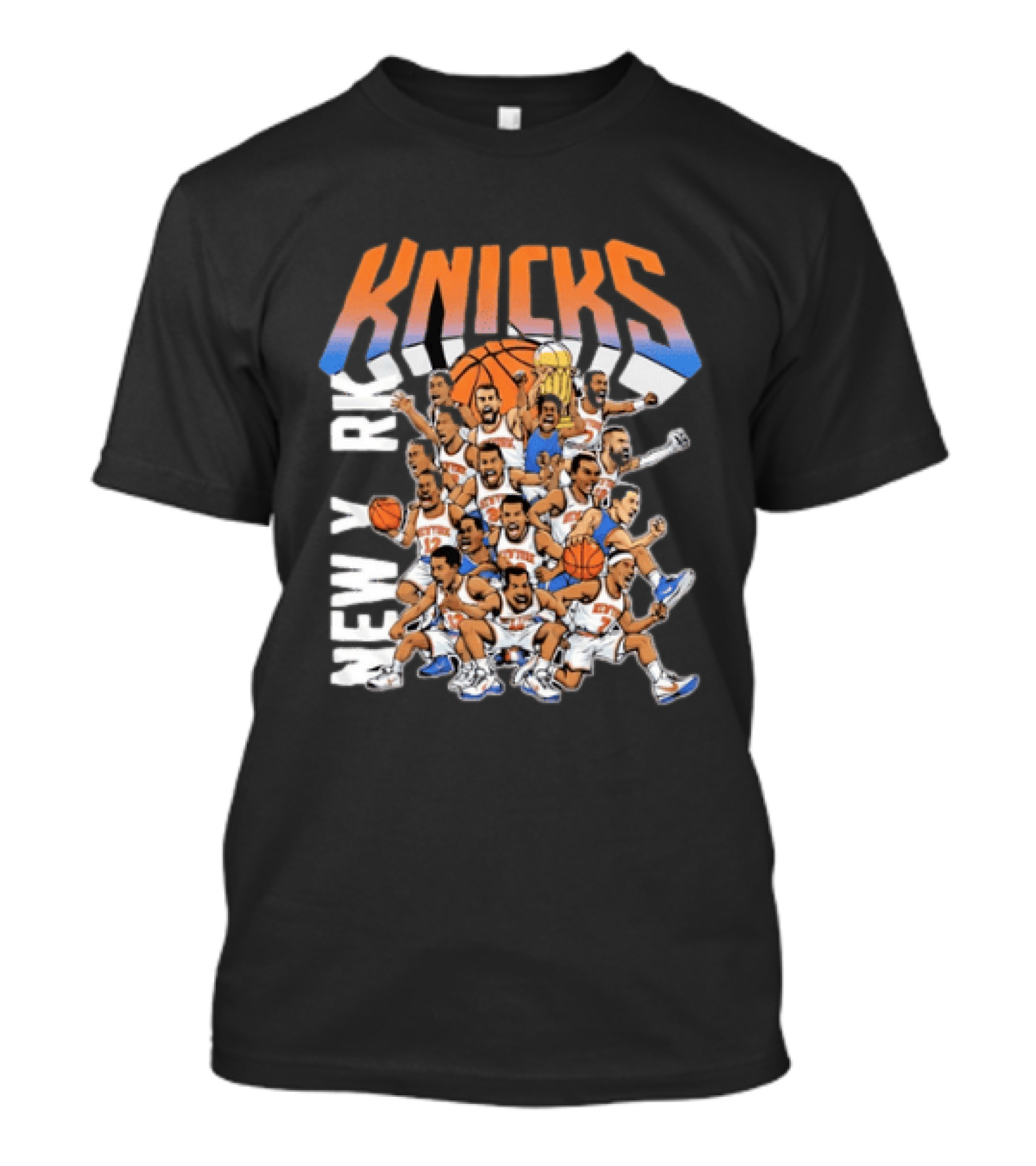New York Knicks Comic Style Team Collage Basketball Players T-Shirt