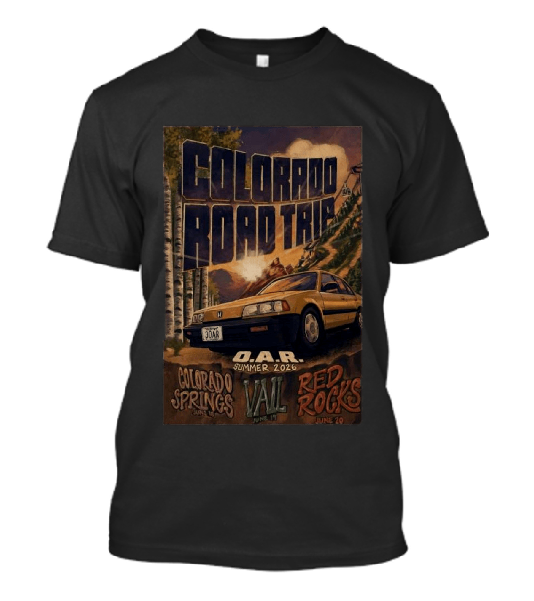Colorado Road Trip O.A.R Summer 2026 Tour Colorado Springs Vail Red Rocks June 19 20 T-Shirt