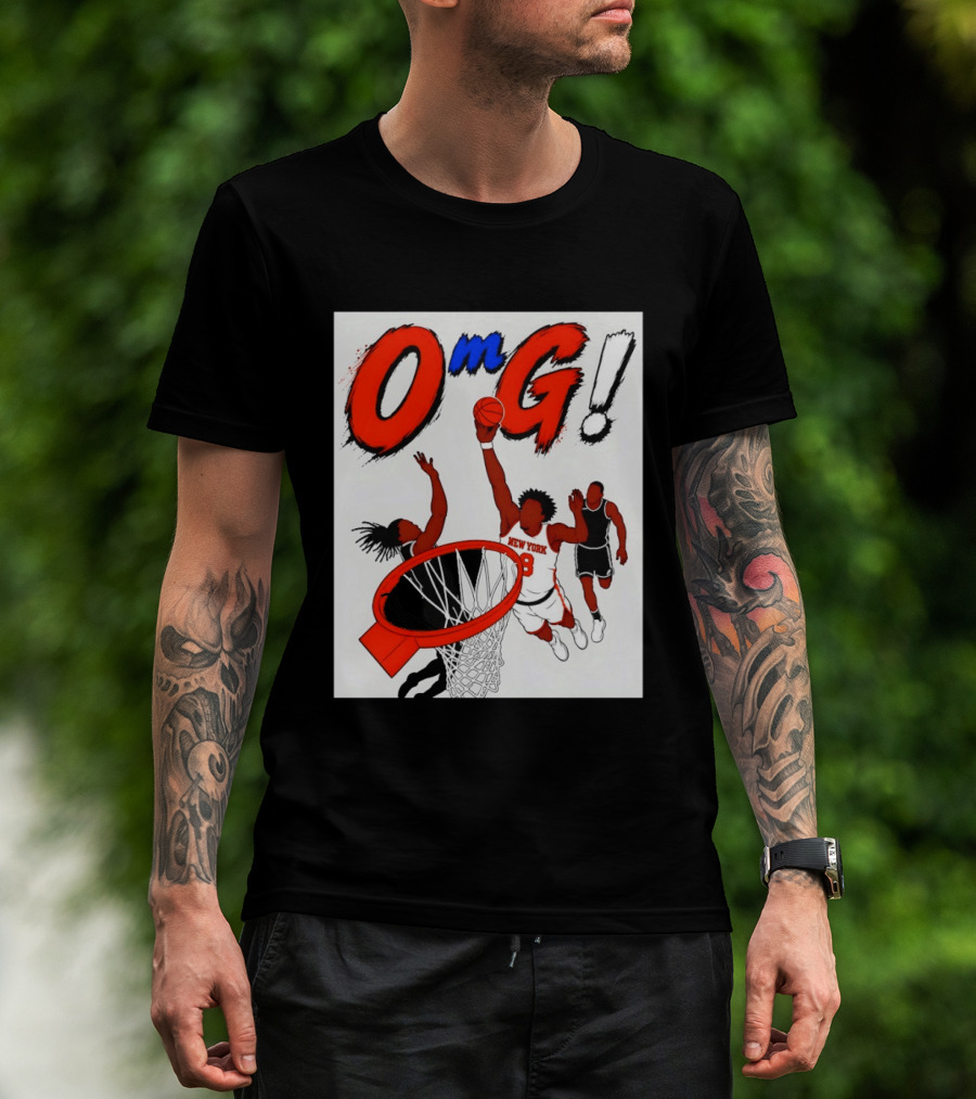OMG OG Anunoby New York Knicks Dunking NBA 2026 Cartoon T-Shirt