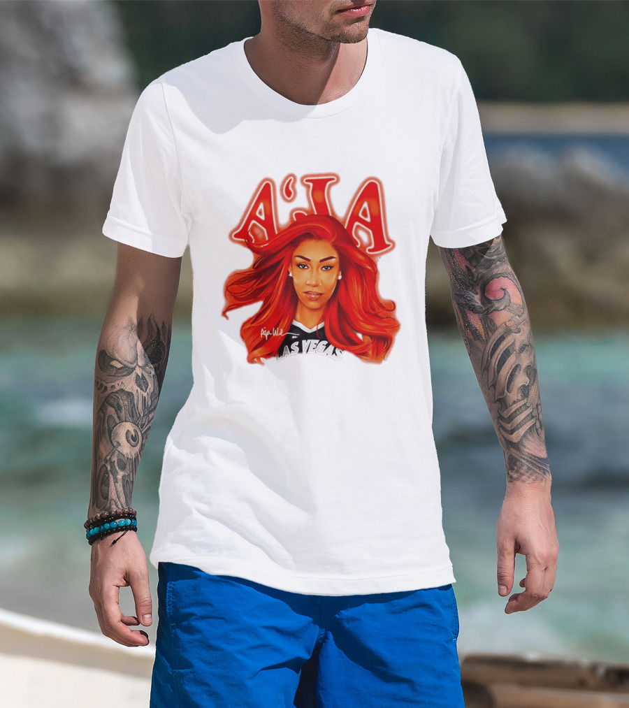A'ja Wilson Aces Las Vegas Playa Society T-Shirt