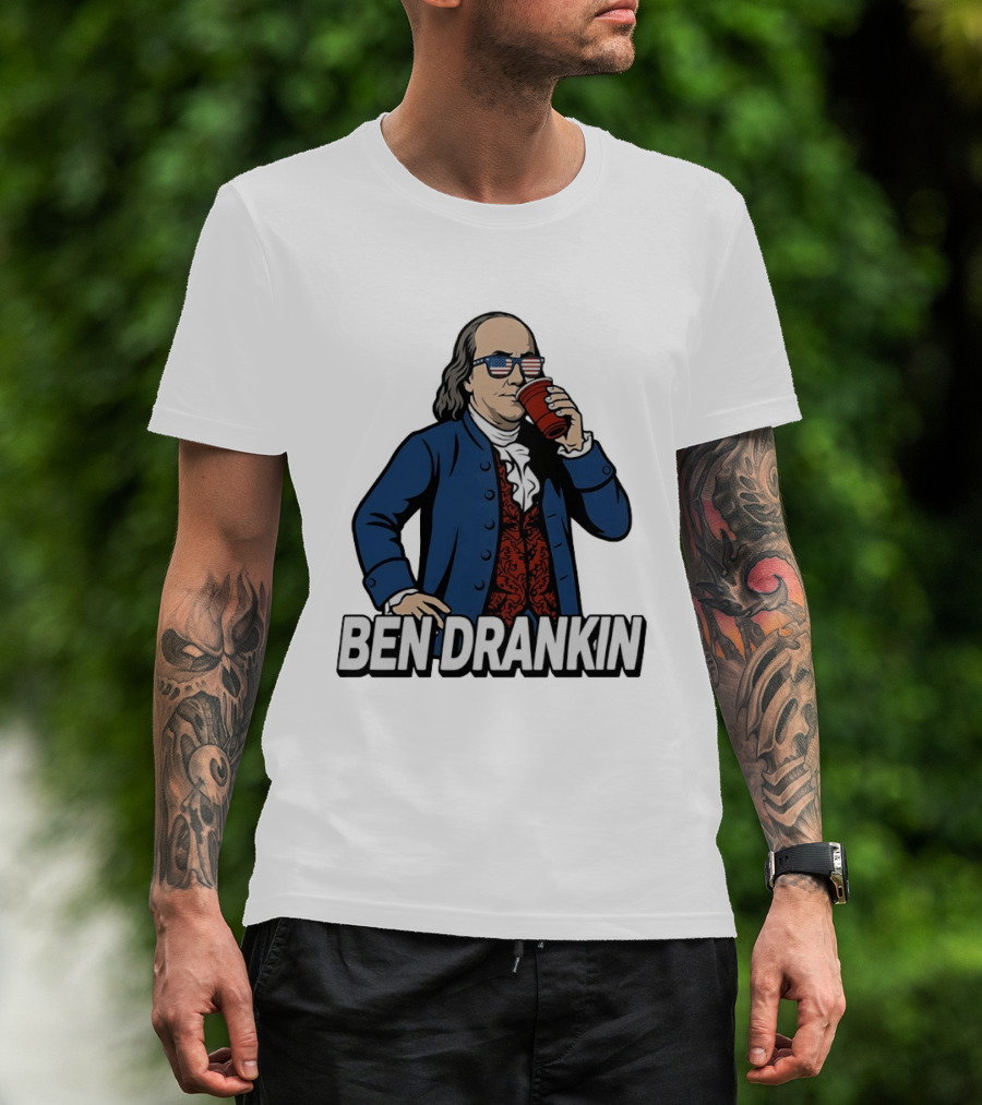 Ben Drankin Benjamin Franklin 4th Of July Patriotic Red Cup USA Glasses T-Shirt