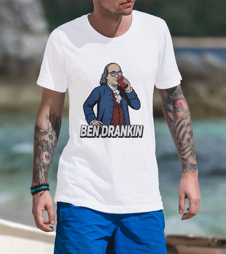 Ben Drankin Benjamin Franklin 4th Of July Patriotic Red Cup USA Glasses T-Shirt
